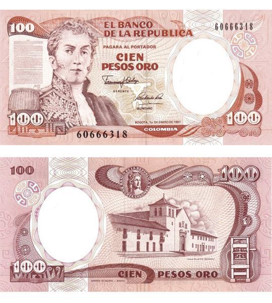 100 Pesos Oro, Колумбія, 1991 рік, UNC 004420 фото 100 Pesos Oro, Колумбія, 1991 рік, UNC 004420 фото