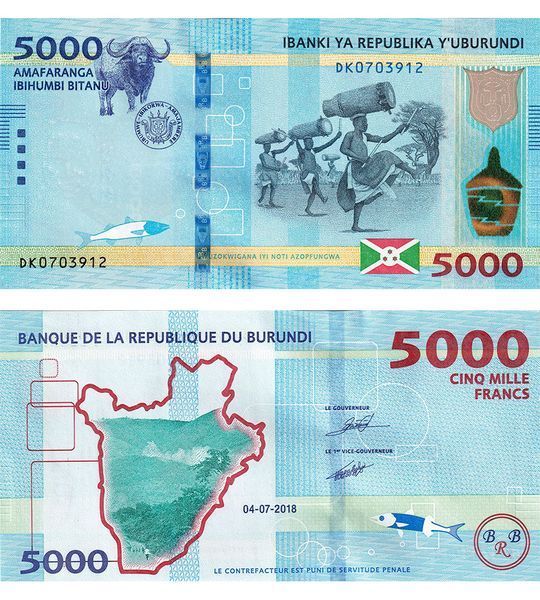 5000 Francs, Бурунді, 2018 рік, UNC 004370 фото 5000 Francs, Бурунді, 2018 рік, UNC 004370 фото