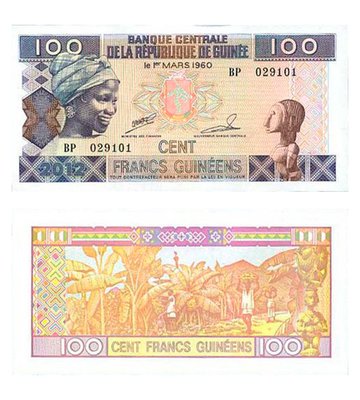 100 Francs, Гвінея, 2012 рік, UNC 002306 фото
