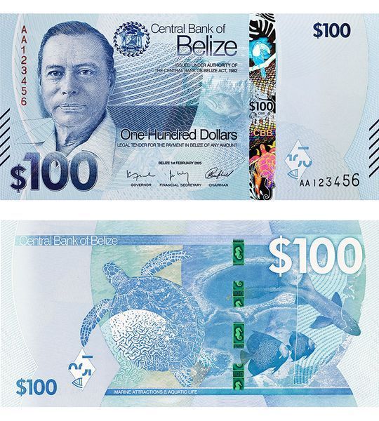 100 Dollars, Беліз, 2025 рік, UNC 004090 фото 100 Dollars, Беліз, 2025 рік, UNC 004090 фото