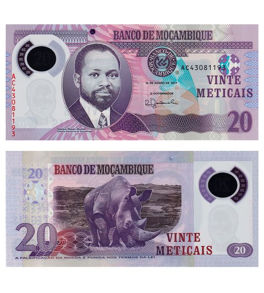 20 Meticais, Mozambik, 2017, UNC Polymer