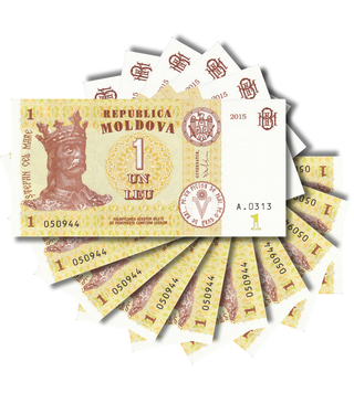 10 банкнот 1 Leu, Молдова, 2015 рік, UNC 000084 фото