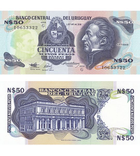 50 nuevos peso, Urugwaj, 1988 - 1989 rok, UNC