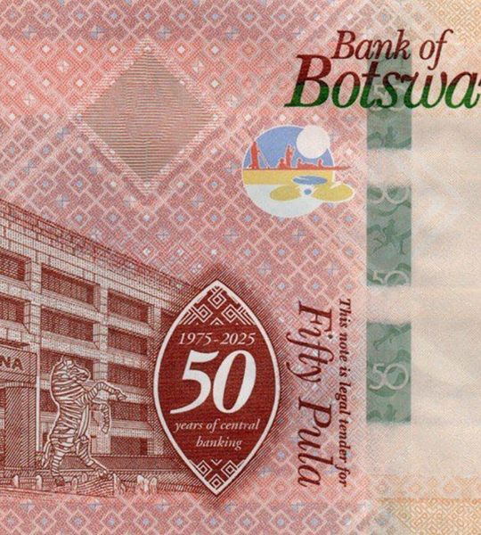 50 pula, Botswana, 2025 rok, UNC Pamiątkowa