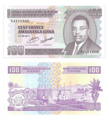 100 Francs, Бурунді, 2011 рік, UNC 000924 фото