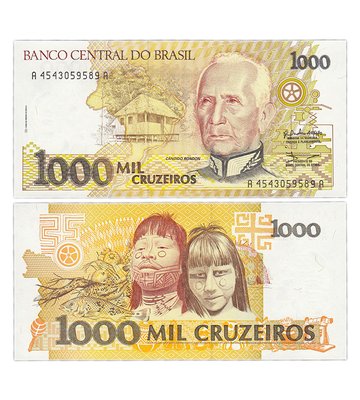 1000 Cruzeiros, Бразилія, 1990 - 1991 рік, UNC 001804 фото
