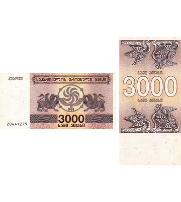3000 Kuponi, Грузія, 1993 рік, UNC 000874 фото