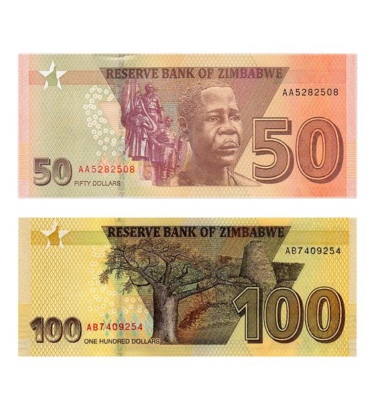 2 банкноти 50, 100 Dollars, Зімбабве, UNC 002355 фото