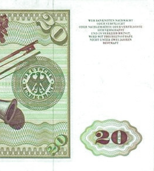 20 marchi, Germania, 1980, UNC 005337 фото