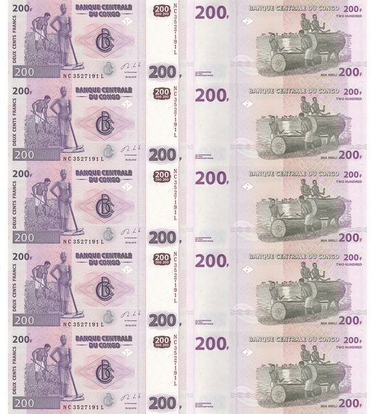 10 banconote da 200 Franchi, Congo, 2013, UNC 003843 фото 10 banconote da 200 Franchi, Congo, 2013, UNC 003843 фото
