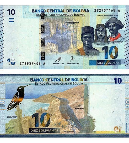 10 boliwianów, Boliwia, 2018 (2024) rok, UNC