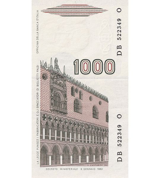 1000 Lire, Italien, 1982, UNC 003893 фото 1000 Lire, Italien, 1982, UNC 003893 фото