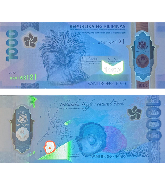 1000 piso, Filipiny, 2022 rok, UNC Polymer