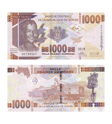 1000 Francs, Гвінея, 2018 рік, UNC 000542 фото