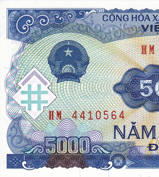 10 Banconote: 5000 Dong, Vietnam, 1991, UNC 003603 фото