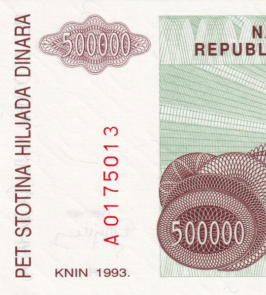 500 000 Dinar&oacute;w, Republika Serbskiej Krajiny, 1993 rok, UNC