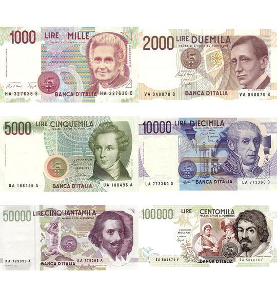 6 банкнот 1000, 2000, 5000, 10000, 50000, 100000 Lire, Італія, 1984 - 1994, UNC 003203 фото 6 банкнот 1000, 2000, 5000, 10000, 50000, 100000 Lire, Італія, 1984 - 1994, UNC 003203 фото