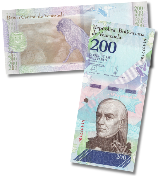 10 Banknoten zu 200 Bolivares, Venezuela, 2018, UNC 003644 фото