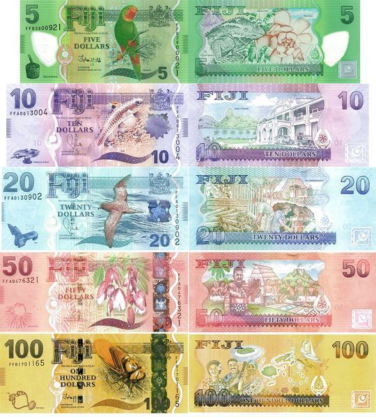 5 банкнот 5, 10, 20, 50, 100 Dollars, Фіджі, 2013 - 2022 рік, UNC Polymer + Paper 004375 фото 5 банкнот 5, 10, 20, 50, 100 Dollars, Фіджі, 2013 - 2022 рік, UNC Polymer + Paper 004375 фото