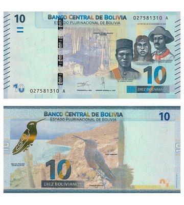 10 Bolivianos, Болівія, 2018 ( 1986 ) рік, UNC 002558 фото