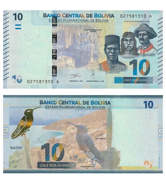 10 Bolivianos, Boliwia, 2018 ( 1986 ), UNC