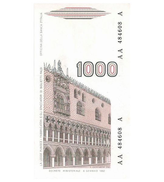 1000 Lire, Italy, 1982, UNC