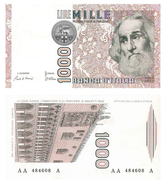 1000 Lire, Italy, 1982, UNC