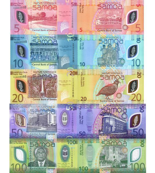 5 billets 5, 10, 20, 50, 100 Tala, Samoa, 2023 – 2025, UNC Polymer 004681 фото 5 billets 5, 10, 20, 50, 100 Tala, Samoa, 2023 – 2025, UNC Polymer 004681 фото