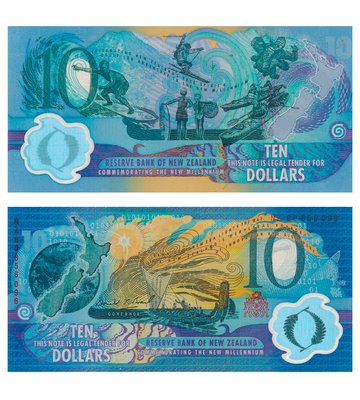 10 Dollars, New Zealand, 2000, UNC Polymer