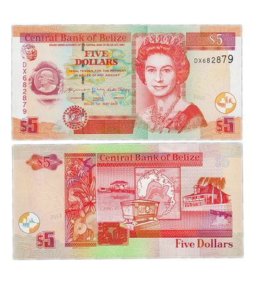 5 Dollars, Belize, 2020, UNC