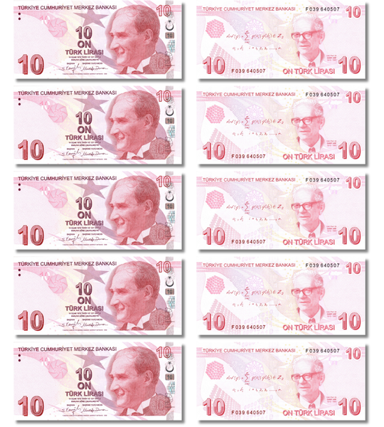 10 banconote da 10 Lirasi, Turchia, anno 2009 (2021), UNC 004998 фото 10 banconote da 10 Lirasi, Turchia, anno 2009 (2021), UNC 004998 фото