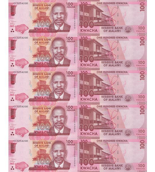 10 banconote da 100 Kwacha, Malawi, 2020, UNC 002859 фото 10 banconote da 100 Kwacha, Malawi, 2020, UNC 002859 фото