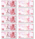 10 banconote da 10 Lirasi, Turchia, anno 2009 (2021), UNC 004998 фото 2
