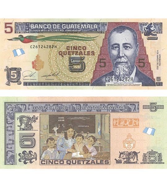 5 quetzali, Gwatemala, 2022 rok, UNC