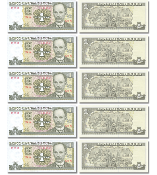 10 banknot&oacute;w 1 Peso, Cuba,  2017, UNC