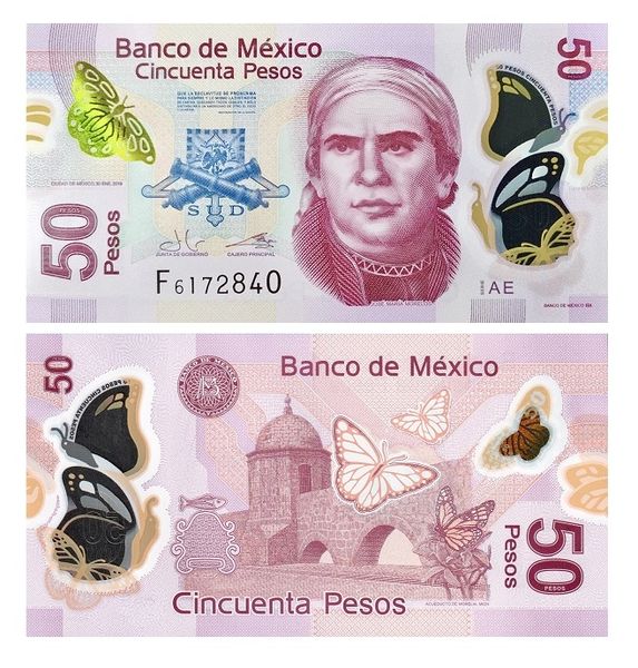 50 Pesos, Mexico, 2019, UNC Polymer